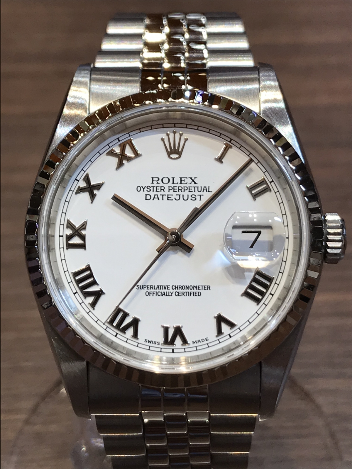 メンズ ROLEX デイトジャスト 自動巻 16234 K番 ダイヤ SS WG - 腕時計 