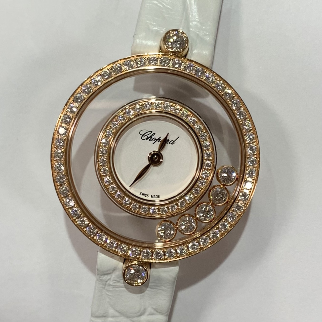 Chopard 20/3957-24 ハッピーダイヤモンド  メーカーコンプリート 腕時計 K18YG 革 レディース