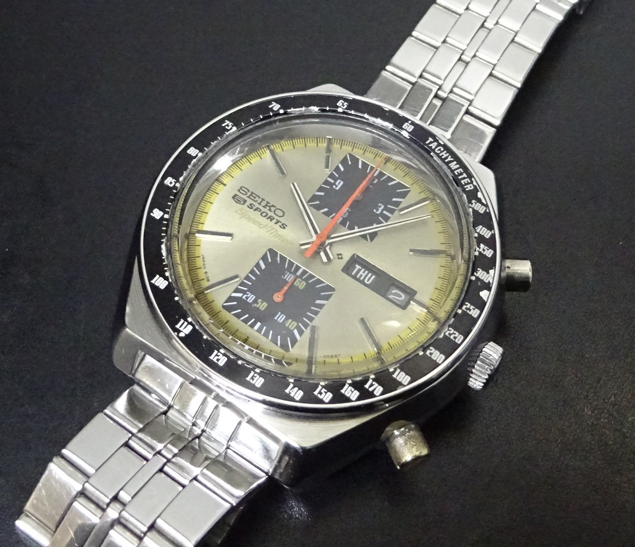 セイコー SEIKO スピードタイマー 6138-0030 5スポーツ クロノグラフ 自動巻き デイデイト 腕時計 SS シルバー